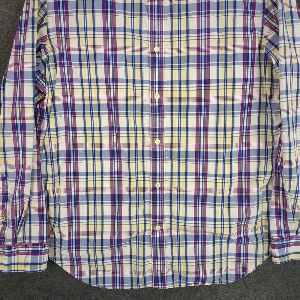 Banana Republic Soft Wash Mens‎ XL Plaid Button Down Shirt Blue Purple Yellow